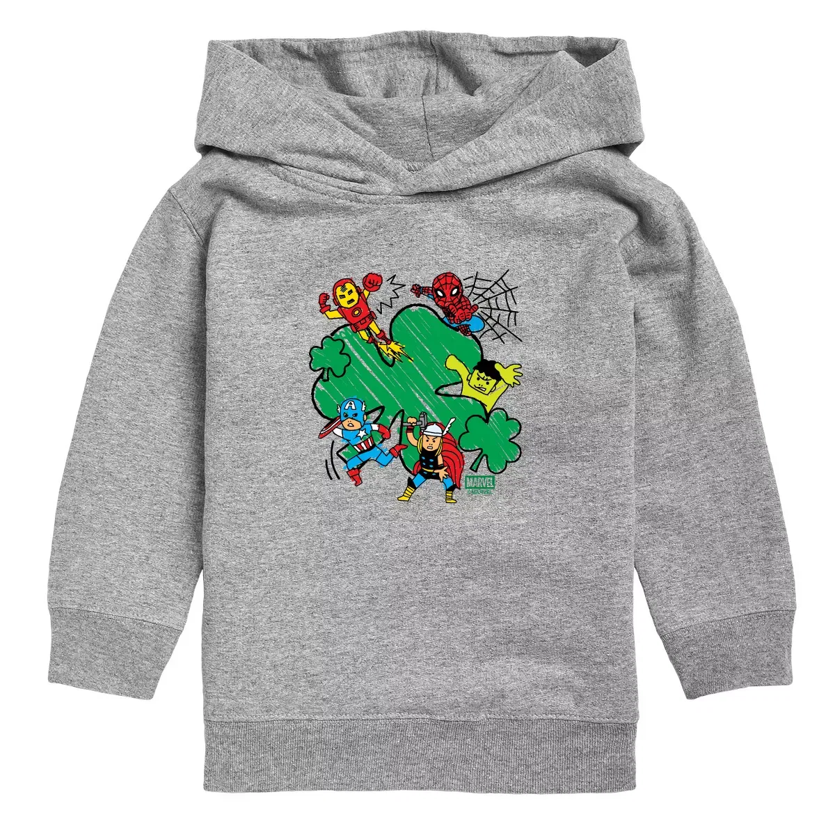 Детское худи для мальчиков с принтом Shamrock Sketch Avengers, Athletic Heather