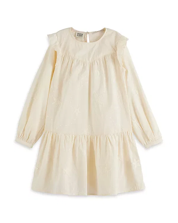 Детское платье для девочек с длинным рукавом Star Fringe Embroidered Scotch & Soda, Eggnog