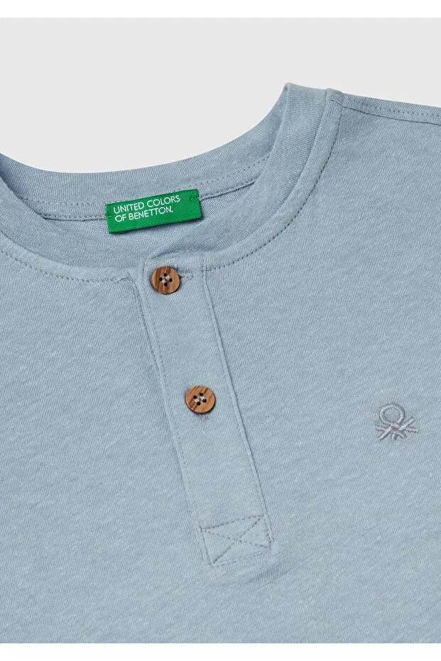 Детское хлопковое платье-футболка для мальчиков United Colors Of Benetton, Blue — фото 3