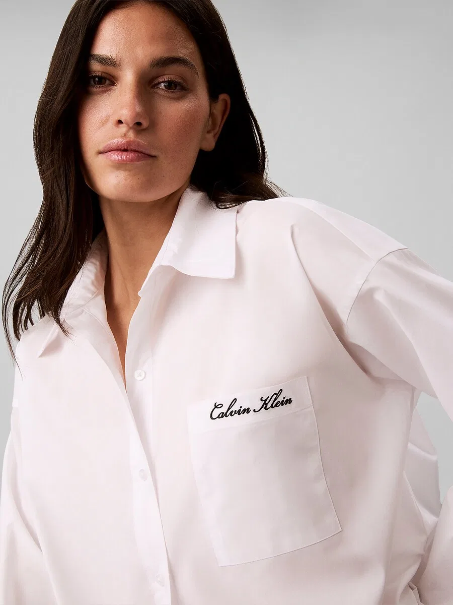 Пижамная рубашка Calvin Klein белого цвета — фото 3