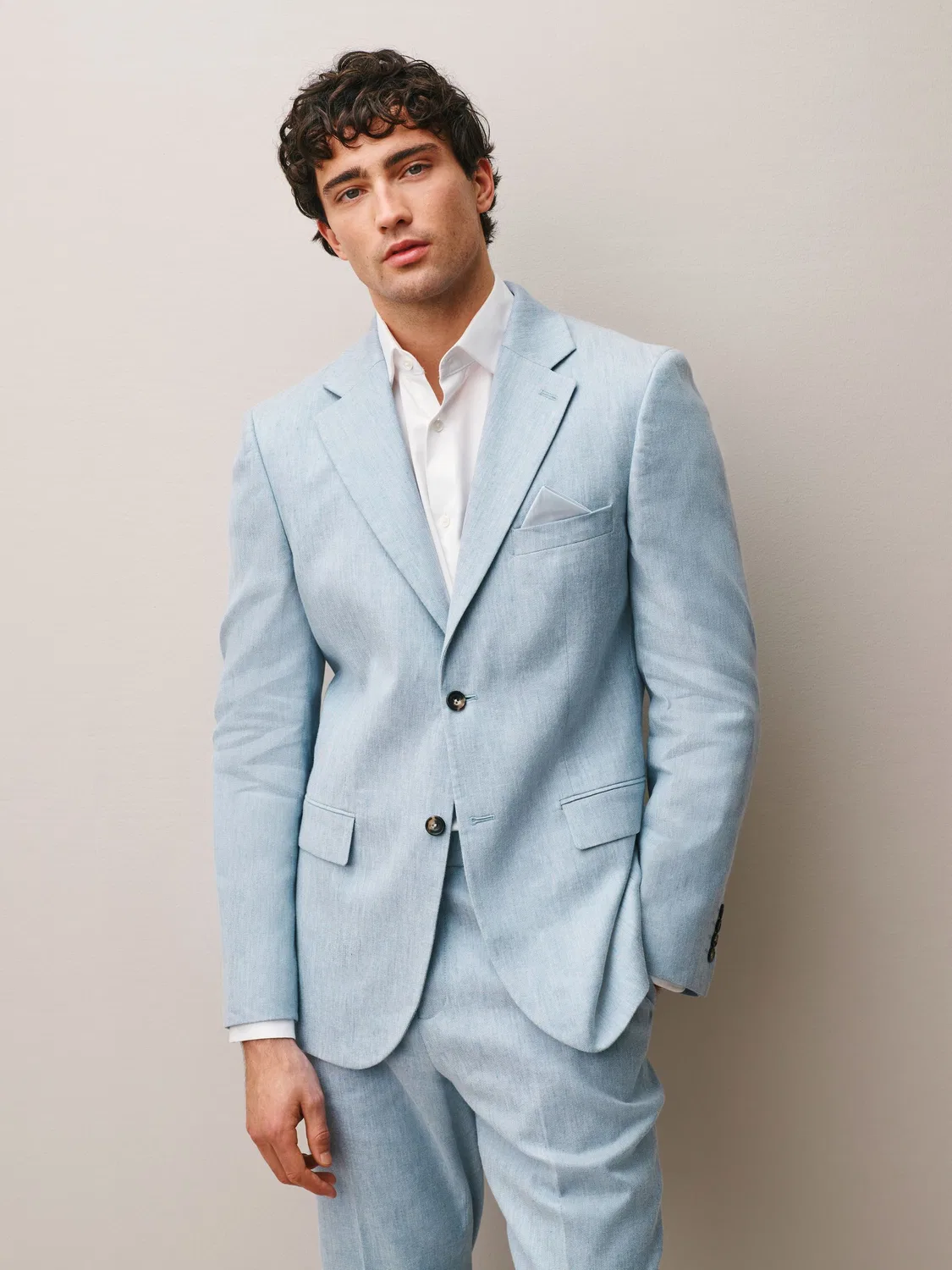 Пиджак Stretch Linen Rich, Muscle Fit, Motionflex Next, светло-синий