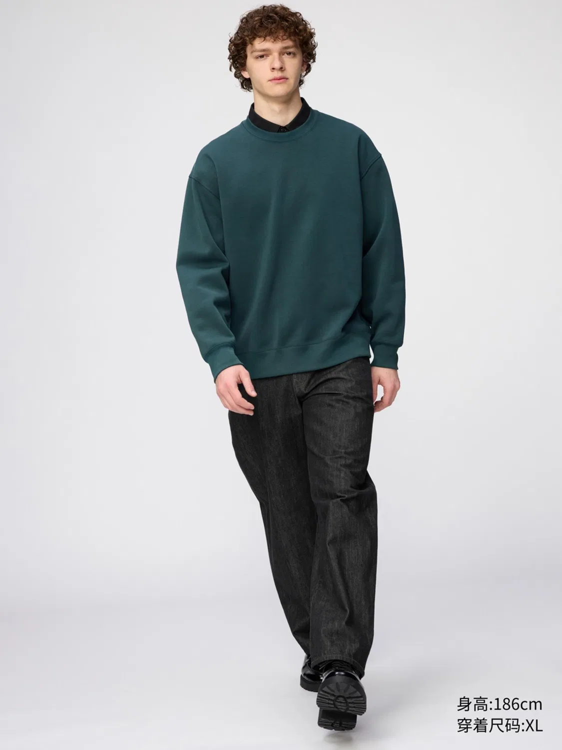 Толстовка оверсайз с длинным рукавом Uniqlo, коричнево-черный — фото 2