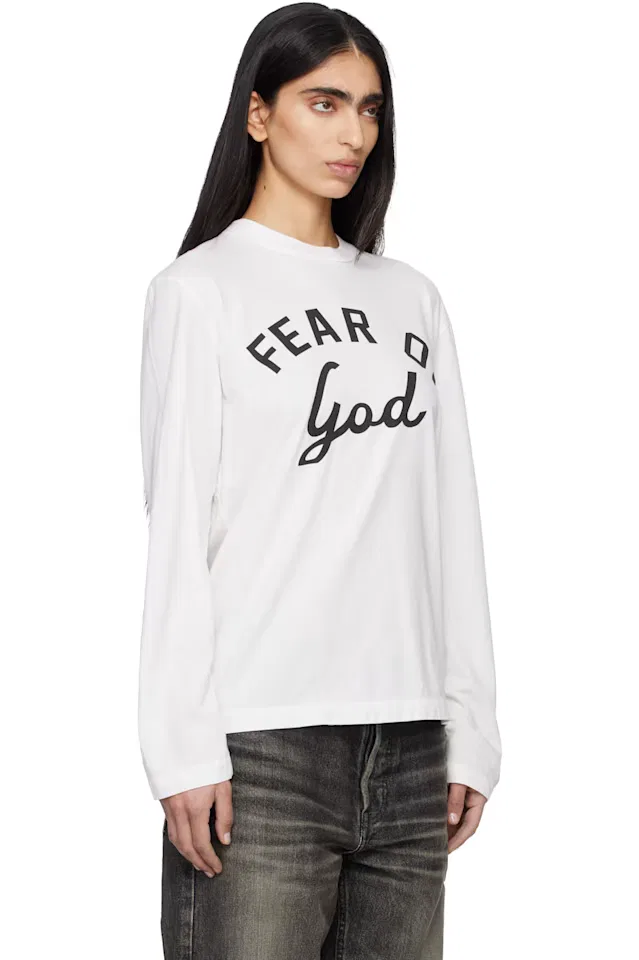 Белая университетская футболка с длинными рукавами Fear Of God — фото 2