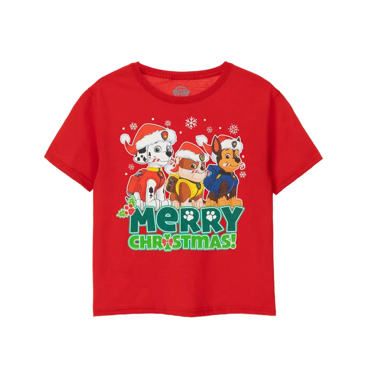 Детская футболка с принтом Merry Christmas Paw Patrol, Red