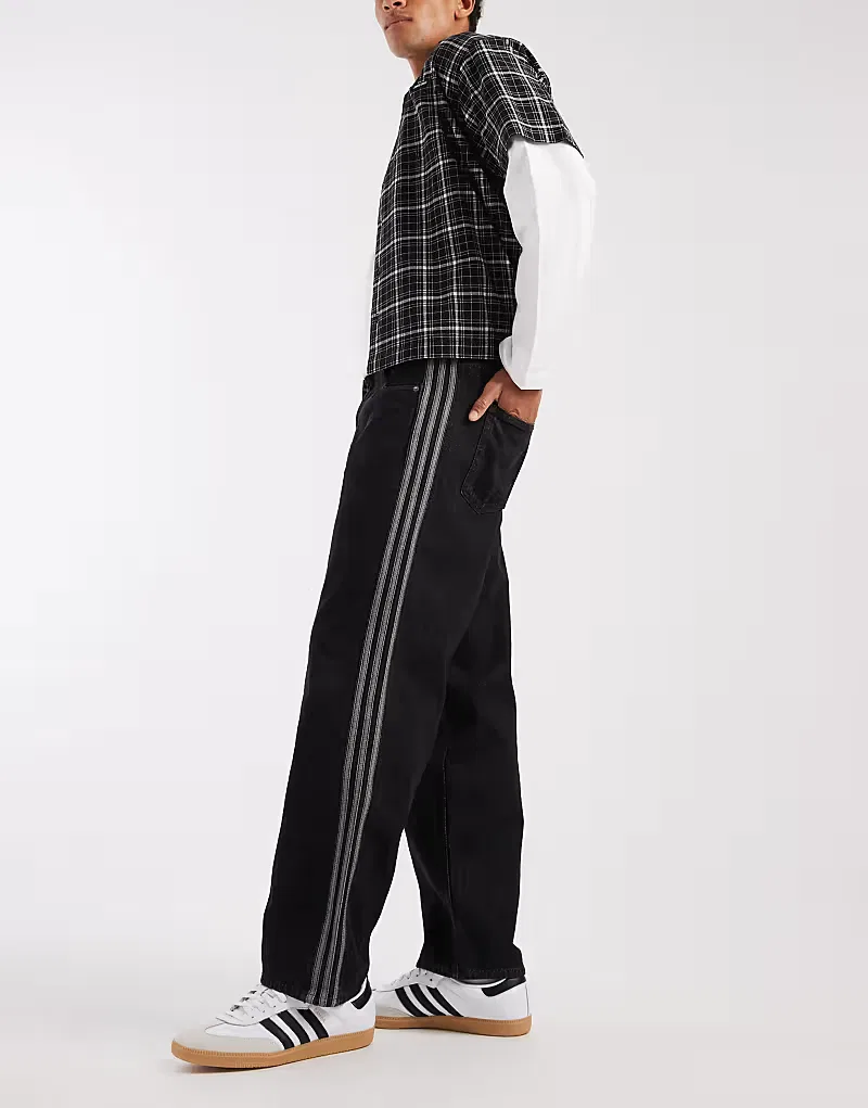 Джинсы Adidas Originals Firebird свободного кроя, черный — фото 3