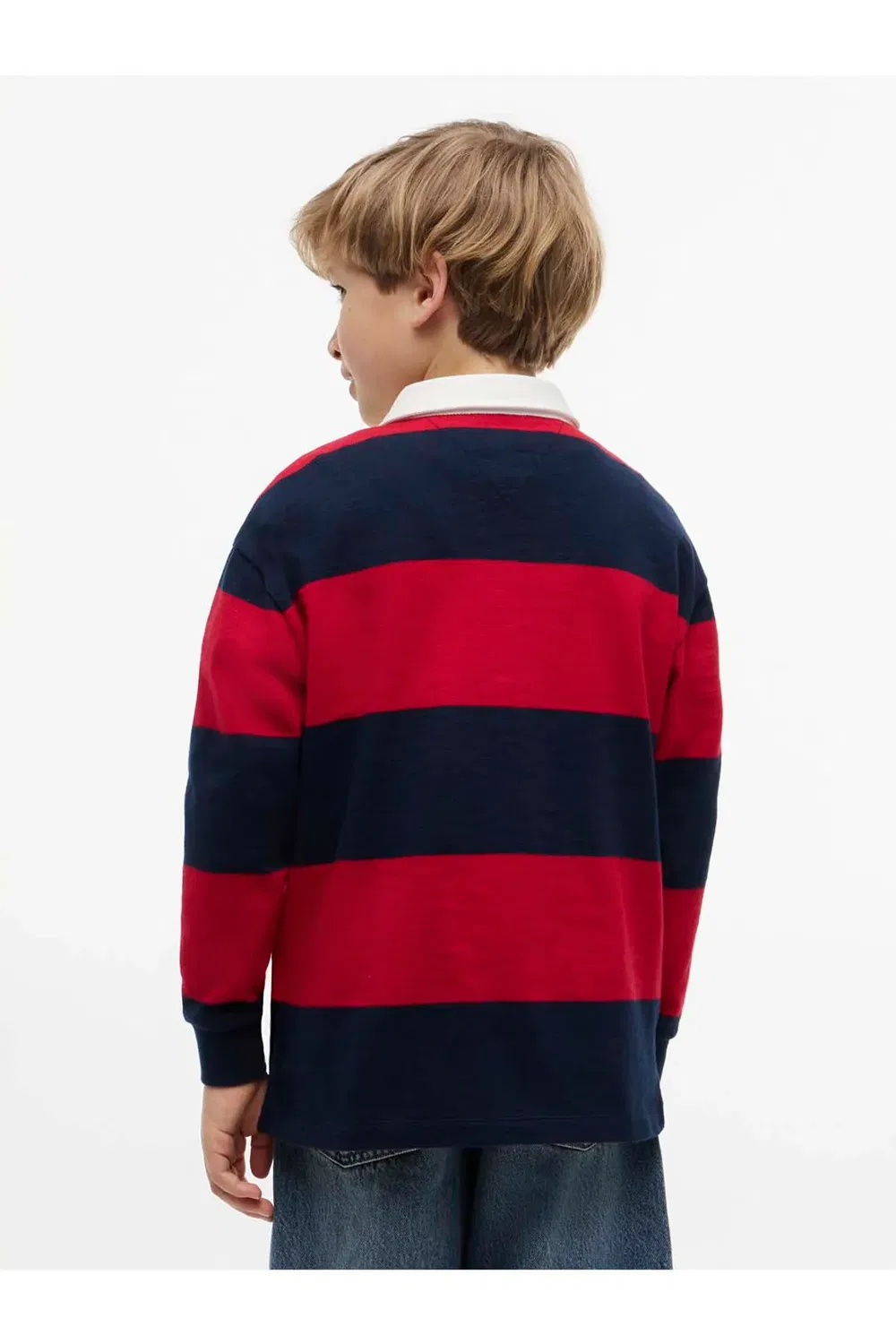 Детский лонгслив-поло Slub Rugby Stripe Polo Tommy Hilfiger, Red — фото 4