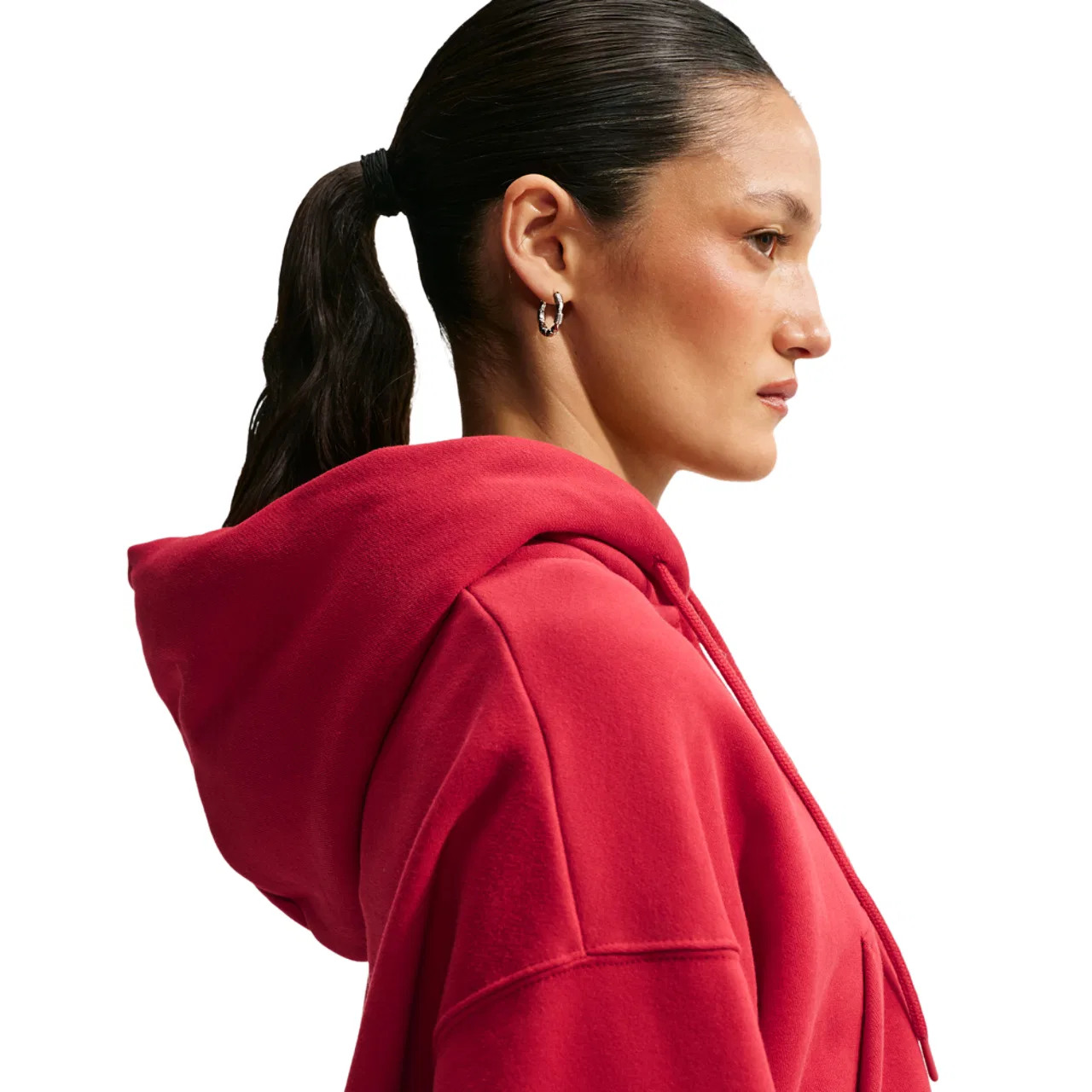 Женский укороченный худи с молнией Studio Fleece Nike, Tough Red/Sail — фото 4