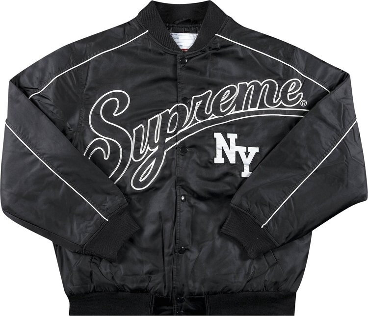 

Куртка Supreme Contrast Script Varsity Jacket 'Black', черный