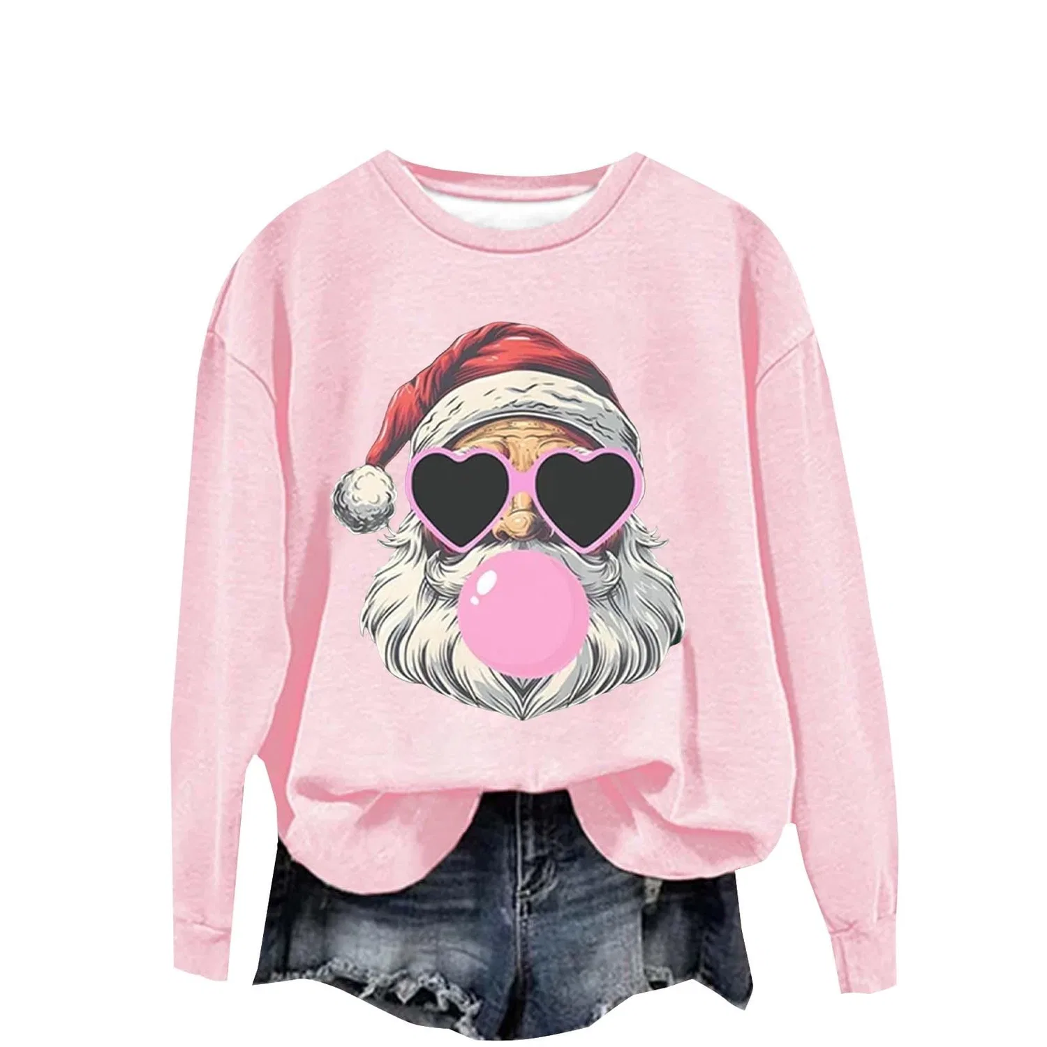 Женский свитшот с принтом Santa для женщин, Z12 Pink — фото 2