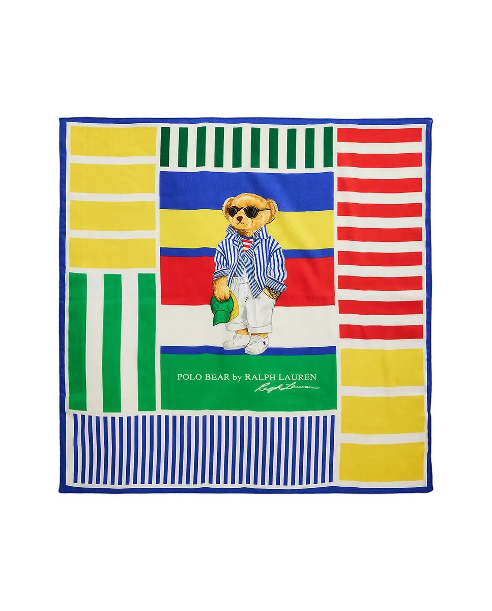 

Хлопковый шарф с изображением медведя Поло Polo Ralph Lauren, мультиколор