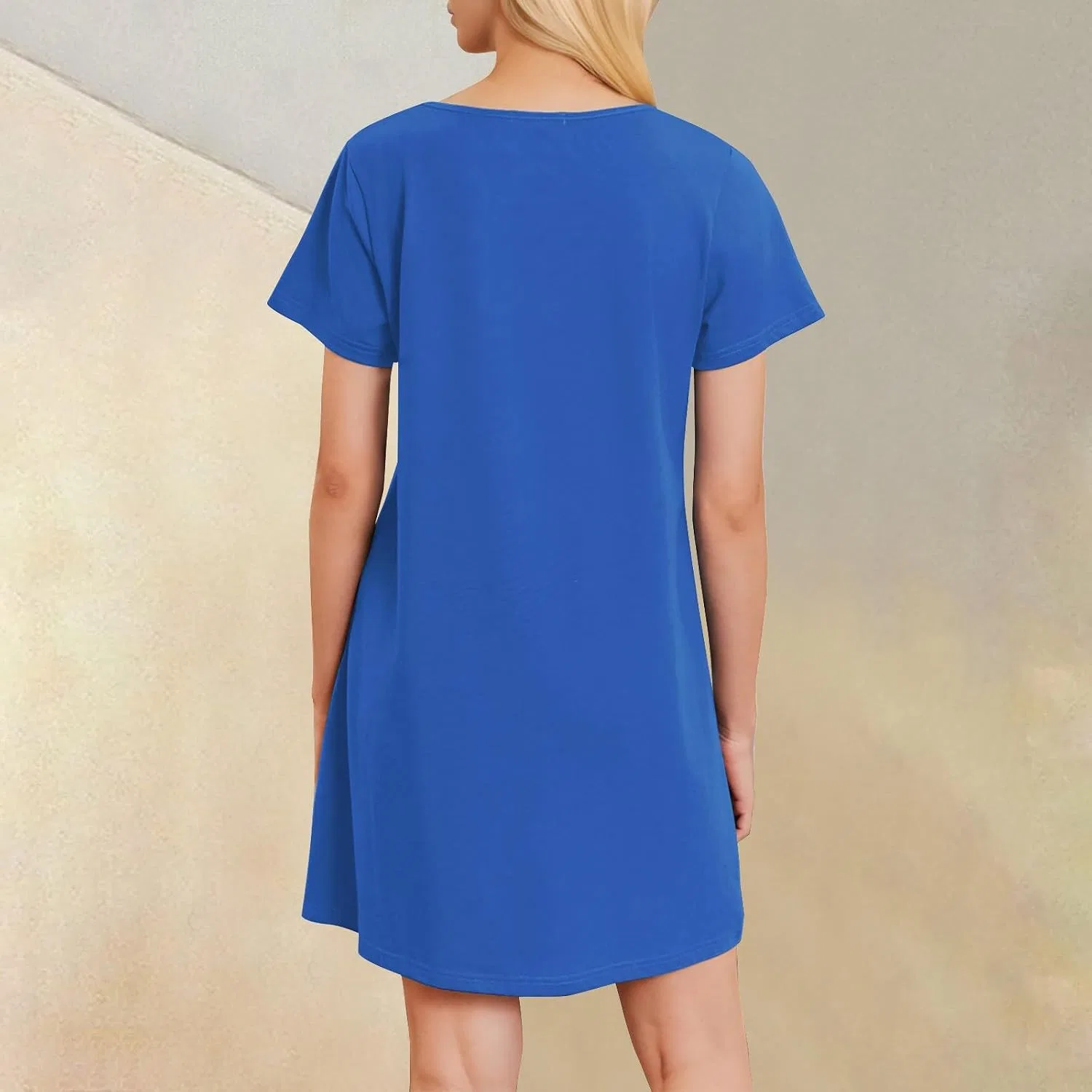 Женское летнее мини-платье с коротким рукавом T-Shirt Dress, Blue — фото 4