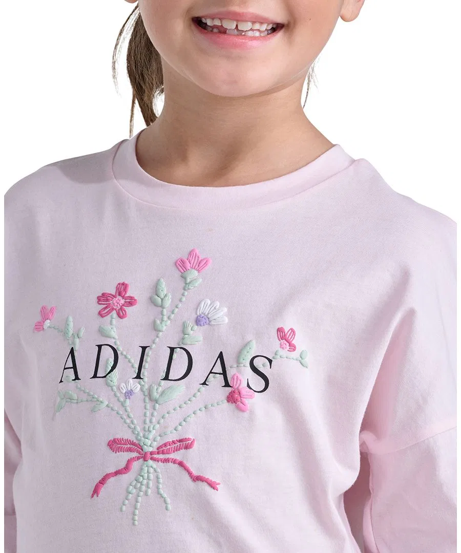 Комплект из свитшота и брюк adidas, с длинным рукавом, с принтом, Distilled Pink/Black — фото 3