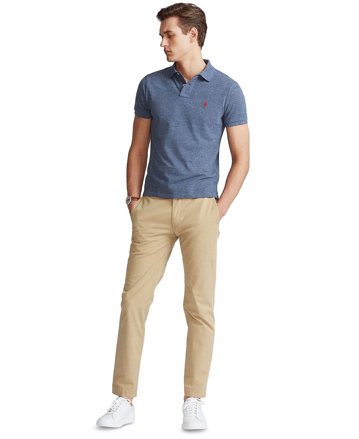 Мужская футболка-поло slim fit из сетчатой ​​ткани на заказ Polo Ralph Lauren, мульти — фото 4