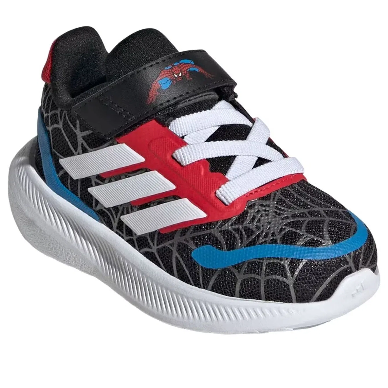 Детские кроссовки для мальчиков с липучкой Adidas Runfalcon Spider-Man, черный — фото 4