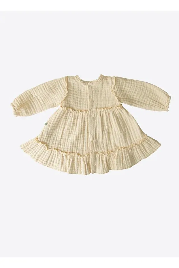 Детское платье для девочек хлопковое Organic 4 layer muslin dress natural Kitikate, Natural — фото 4