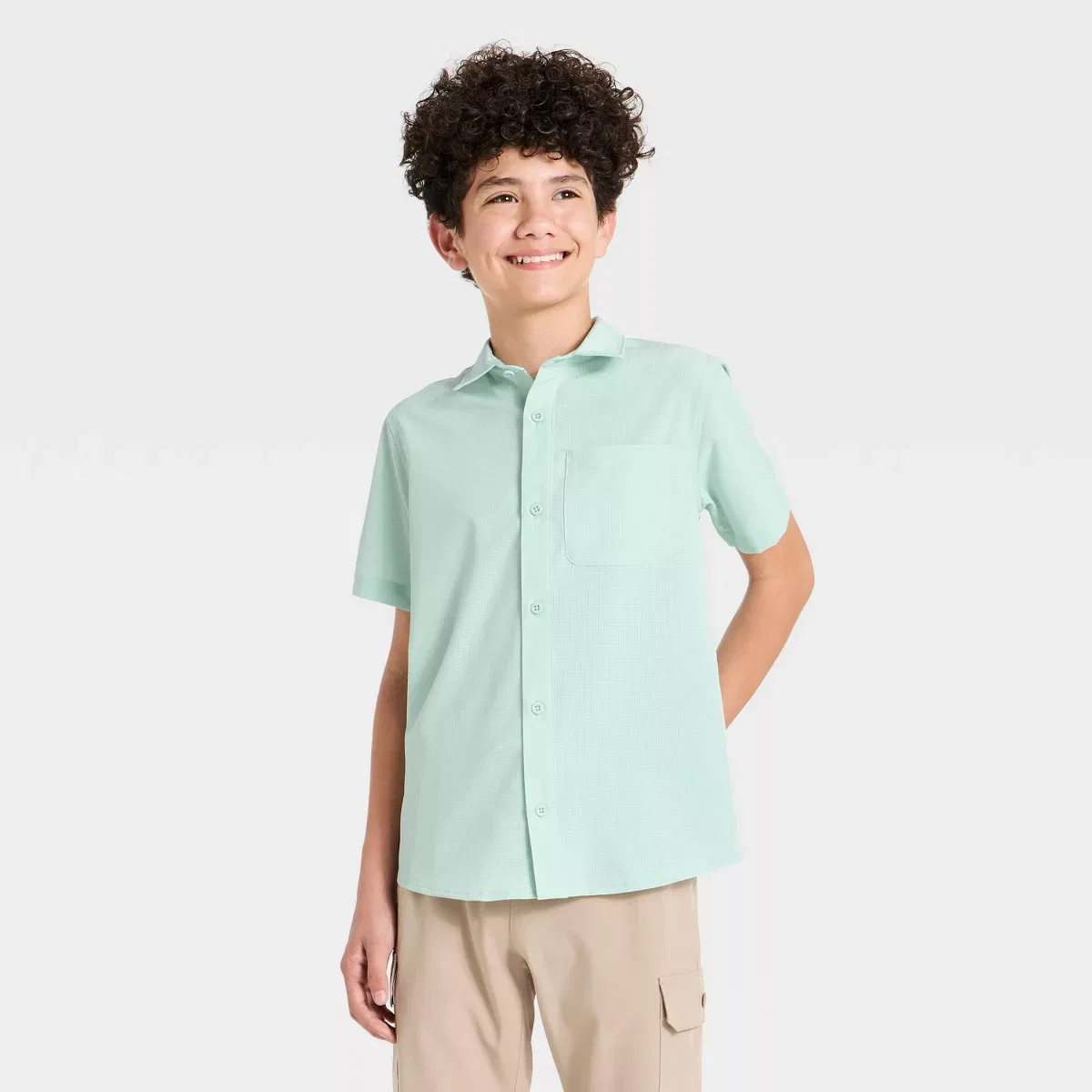 Детская рубашка-поло из поплина с коротким рукавом KIDS PERFORMANCE, Light Teal Green