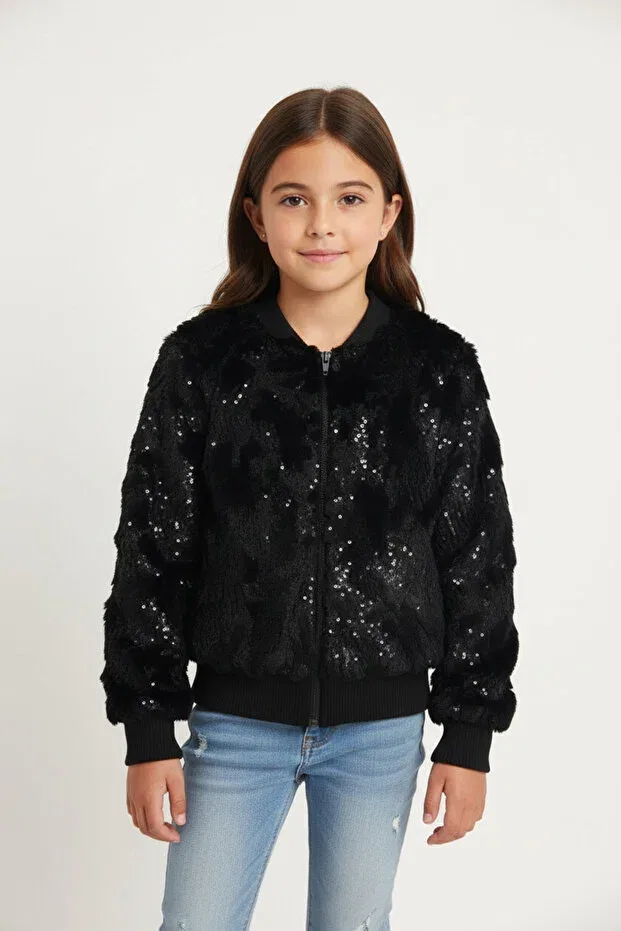 Детское пальто для девочек плюшевое Dide Kids, Black