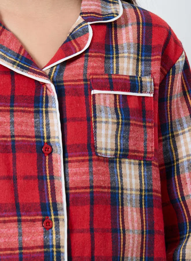 Комплект пижам с клетчатым принтом с карманом Family Pyjamas Styli, красный — фото 3