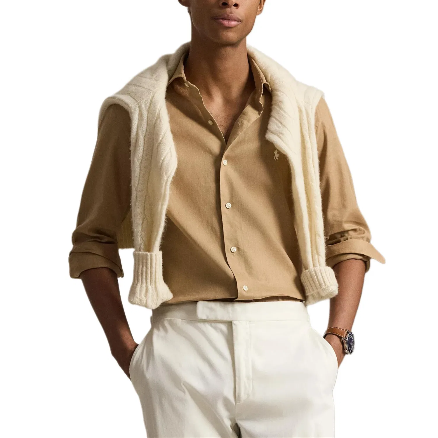 Мужская рубашка с отложным воротником Khaki Polo Ralph Lauren — фото 3