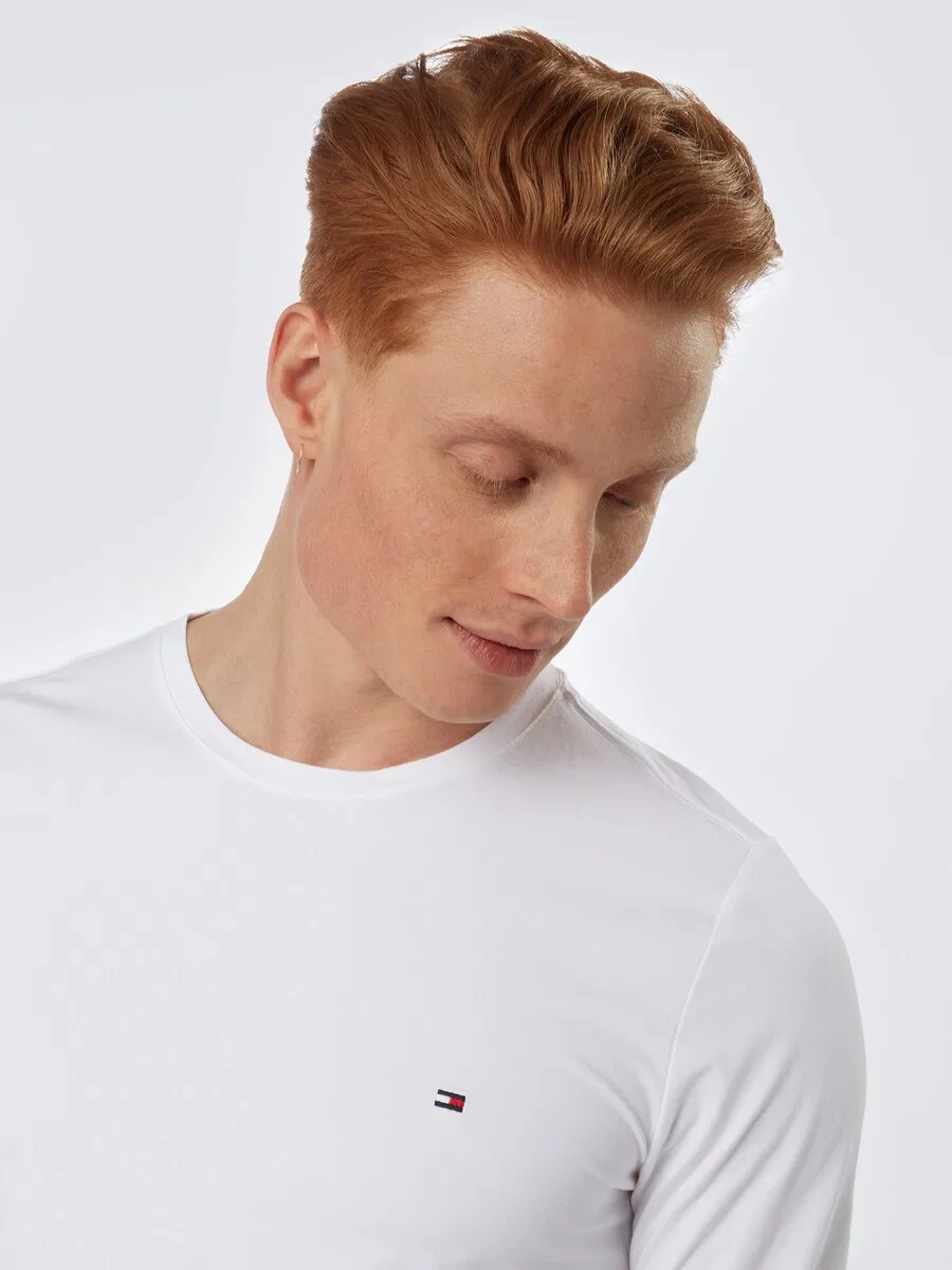 Рубашка TOMMY HILFIGER прямого кроя с длинным рукавом, облегающсилуэта, белого цвета — фото 2