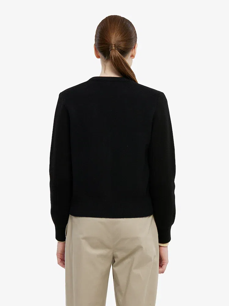 Кардиган женский LACOSTE Basic, V-образный вырез, черный — фото 3