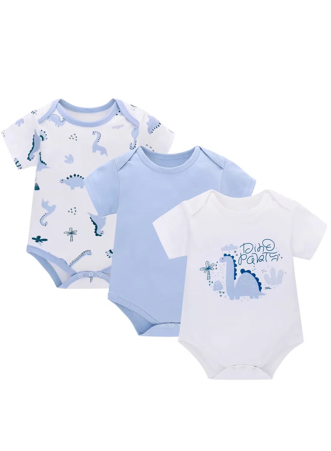 Боди-комбинезон с коротким рукавом, комплект из 3 предметов, Miracle Baby, синий