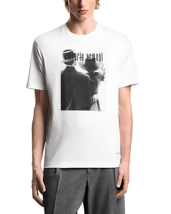Мужская футболка с принтом Icon Graphic Logo T-Shirt Emporio Armani, кремовый