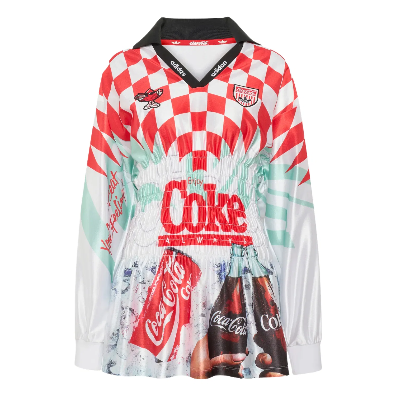 Футболка с V-образным вырезом X Coca Cola, Adidas Originals, White/Red/Mint Green/Red Brown