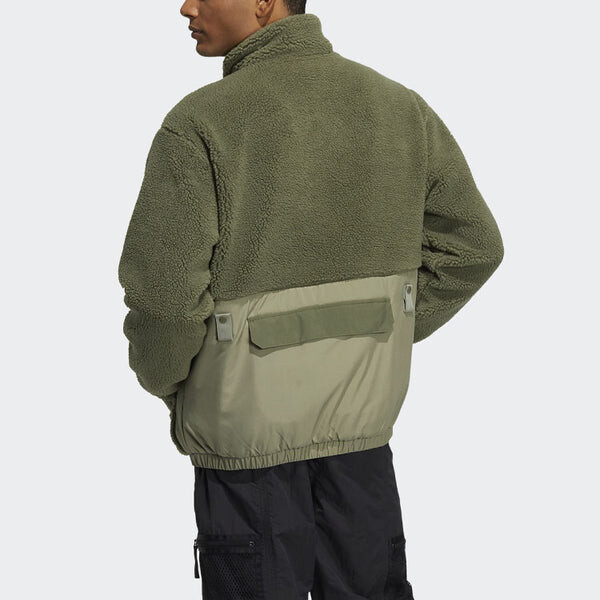 Куртка Adidas Originals Adv Sherpa Outdoor logo Sports Splicing Stand Collar, зеленый — фото 4