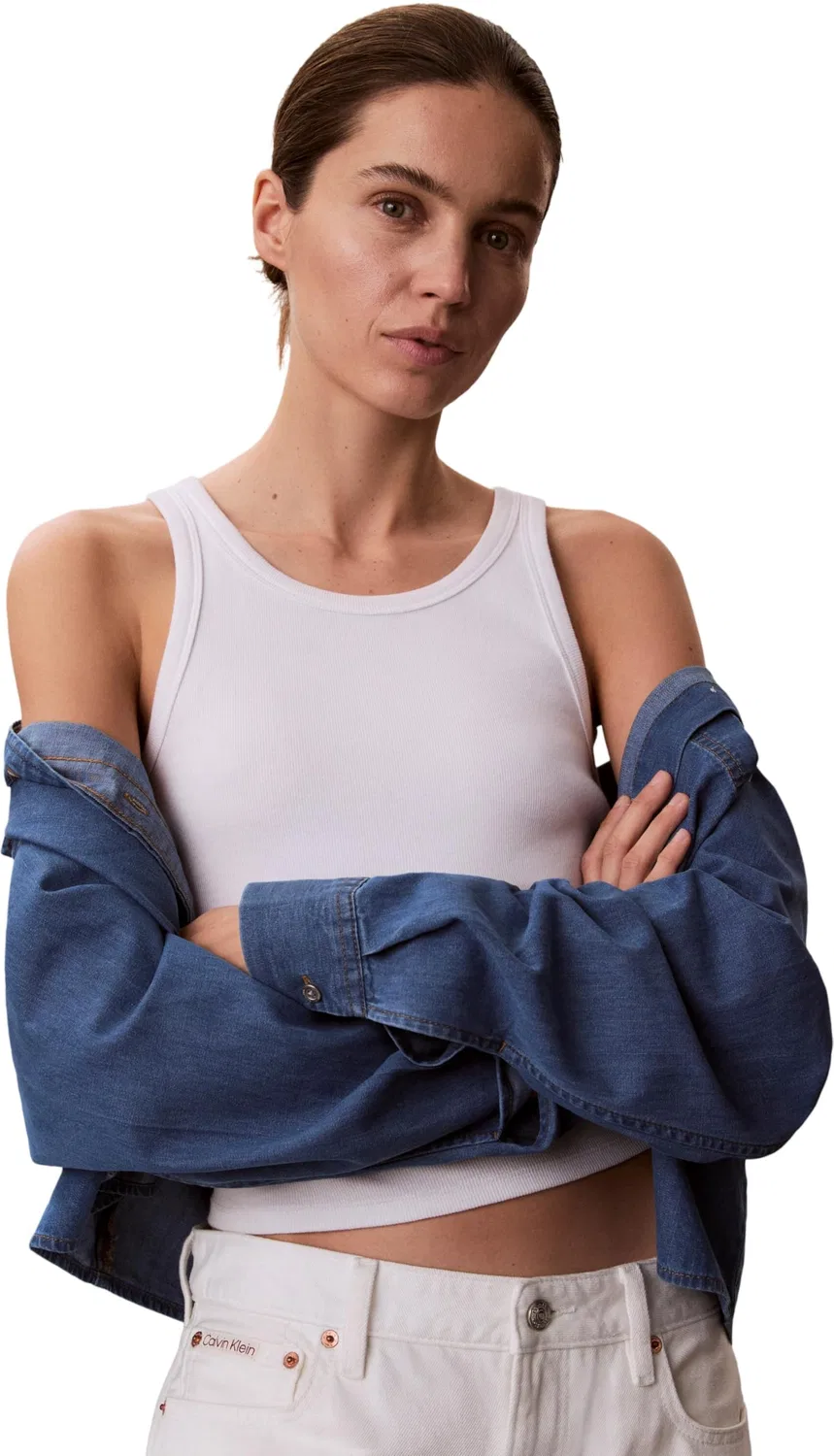 Женская блузка Calvin Klein New Dad Shirt Annapolis Sky, Blue (Annapolis Sky) — фото 4
