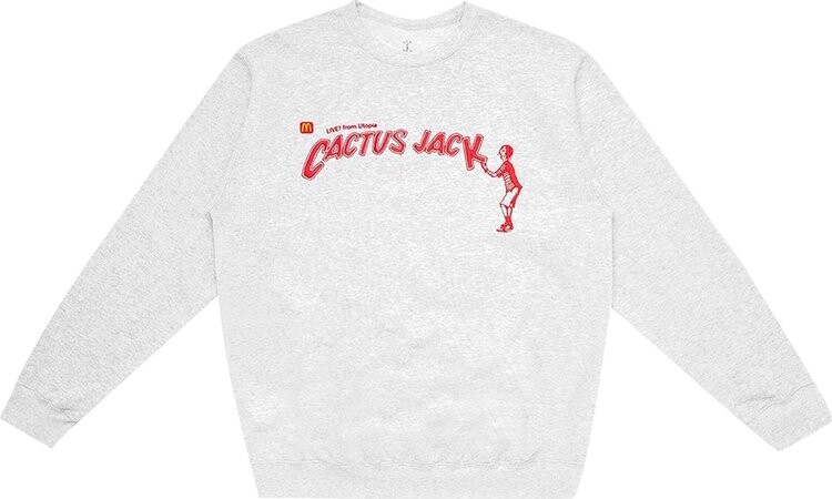 

Толстовка Cactus Jack by Travis Scott x McDonald's Spelling Crewneck II 'Ash Heather', серый