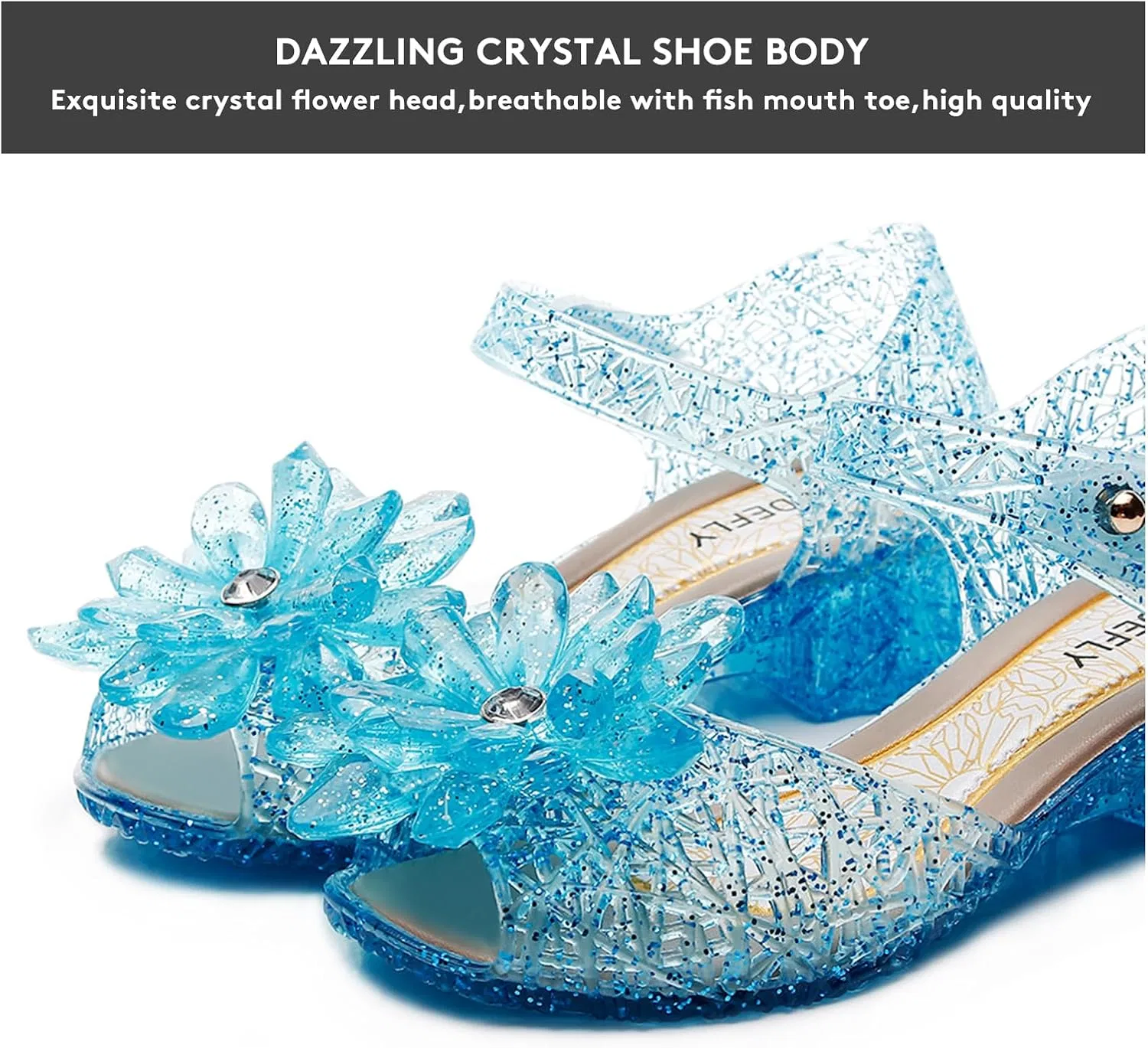 Детские туфли для девочек с принтом Flower Pairing TANDEFLY, Crystal Blue — фото 2