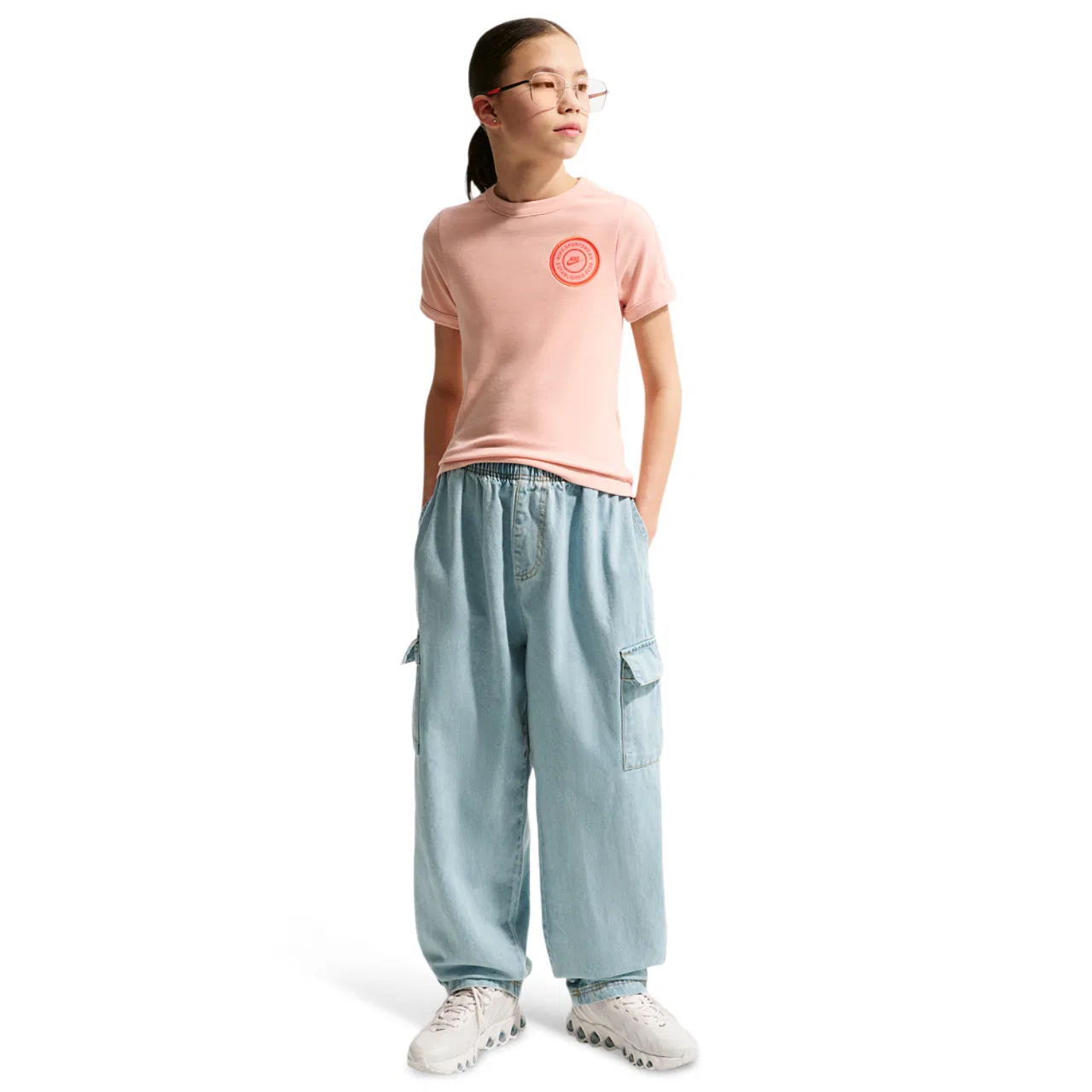 Футболка для девочек NSW Short Sleeve Rip Top Nike, цвет Arctic Orange/Arctic Orange/Arctic Orange — фото 4