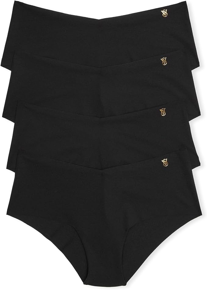Комплект трусов Victoria's Secret Women's No Show Cheeky Underwear Minimal Coverage Panties, 4 штуки, черный