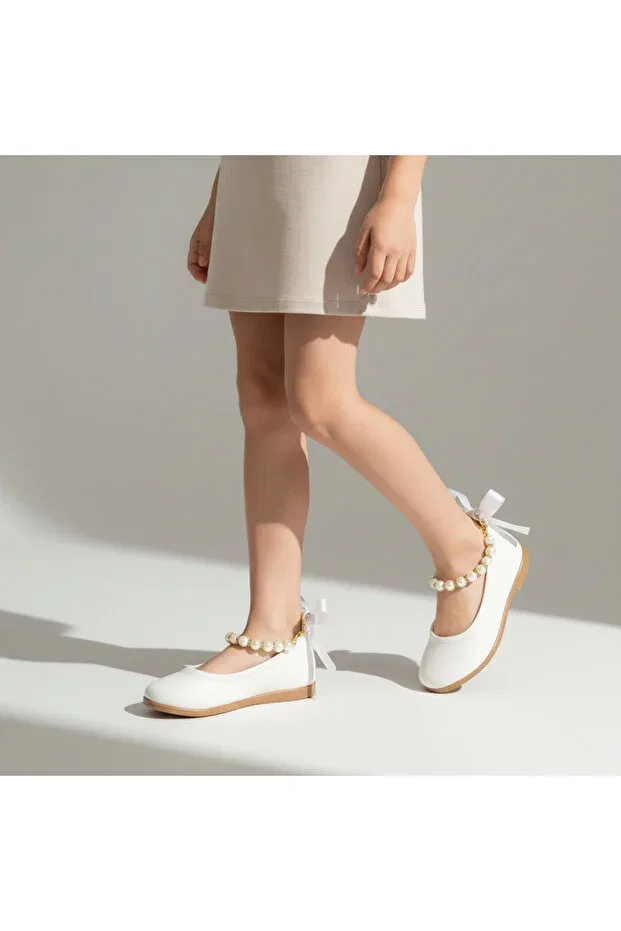 Детские балетки для девочек с ортопедической стелькой Patik Bebe, White Patent Leather — фото 3