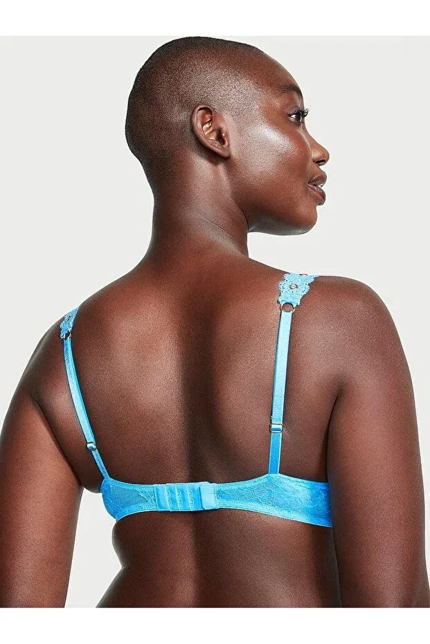 Женский бюстгальтер с кружевом Rose lace push-up bra Victoria'S Secret, Blue — фото 3