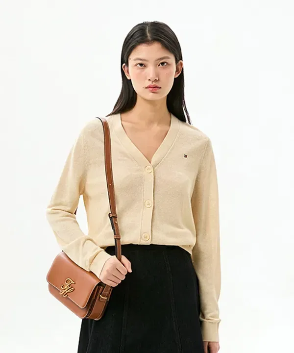 Кардиган с V-образным вырезом из льняной смеси, Tommy Hilfiger