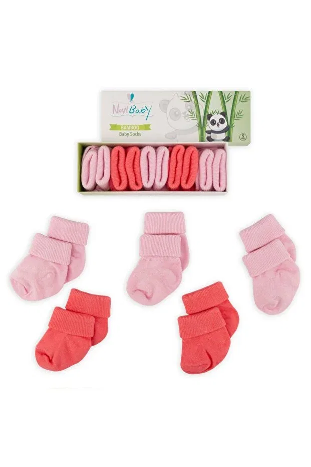 Детские носки для новорожденных из бамбука 5 пар Basics Novibaby, Rose