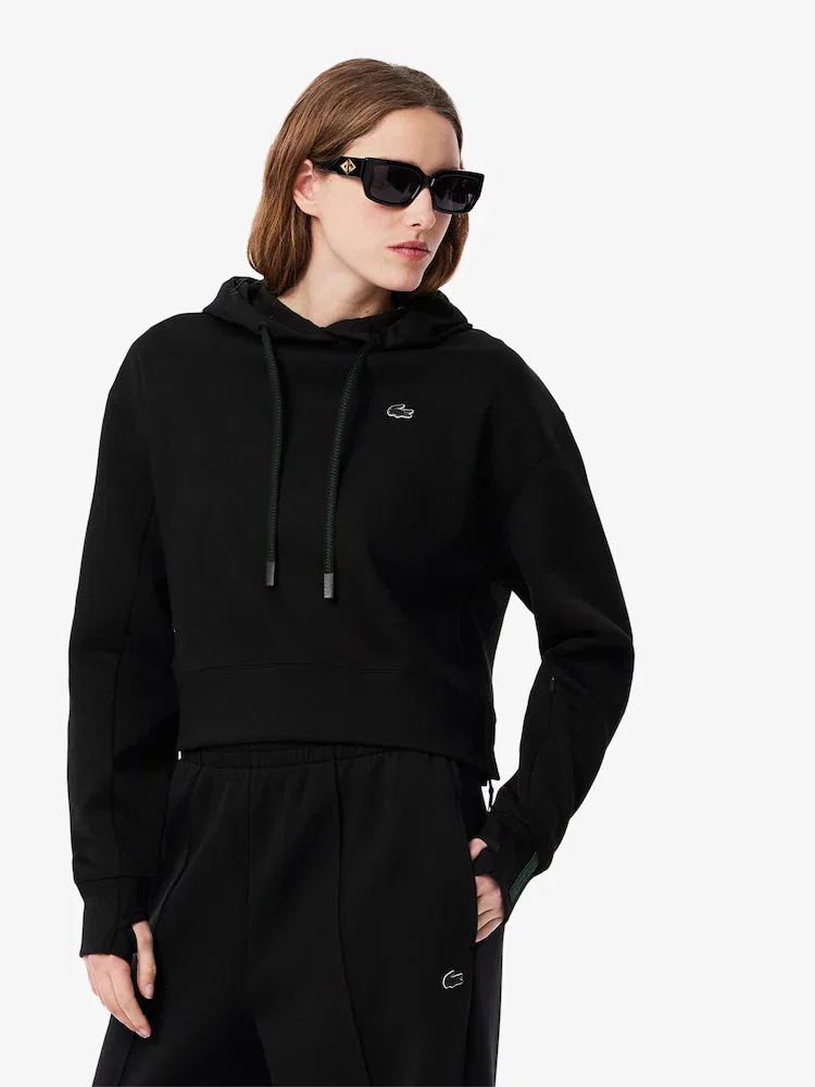 Худи LACOSTE Black, женская с капюшоном, базовый стиль