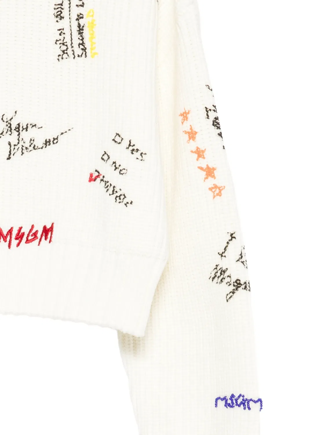 Укороченный джемпер из хлопка MSGM, белый — фото 3
