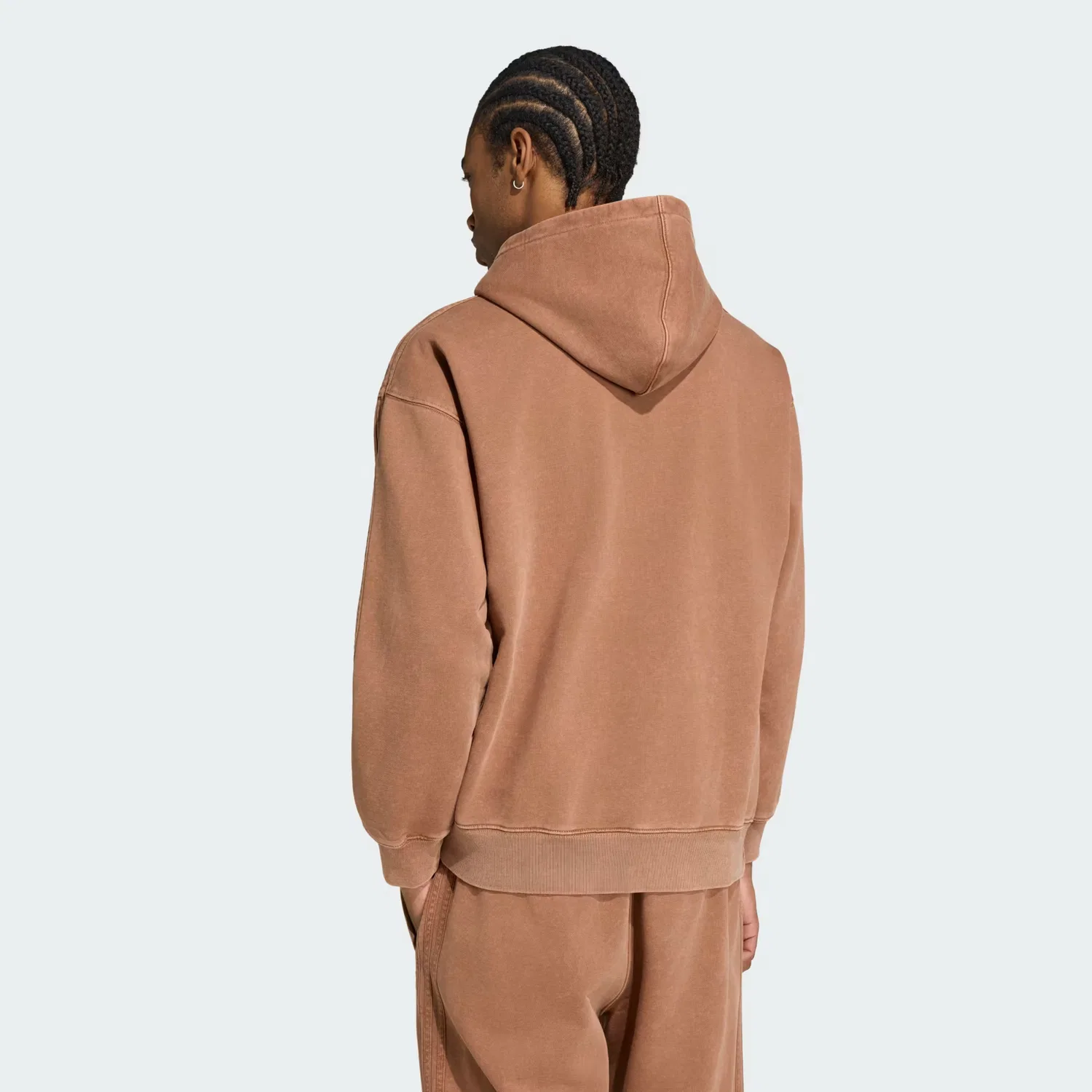 Мужское худи свободного кроя на шнурке Trefoil Essentials Washed Loose Hoodie Adidas Originals, коричневый — фото 2