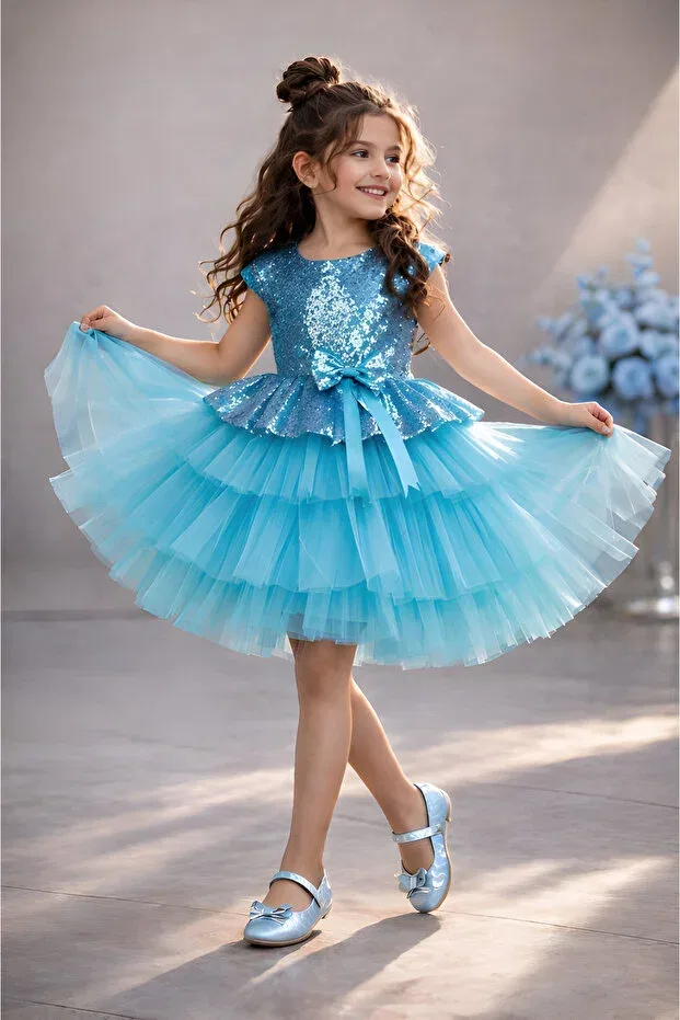Детское платье для девочек с пайетками Party Rumi Kids, Turquoise