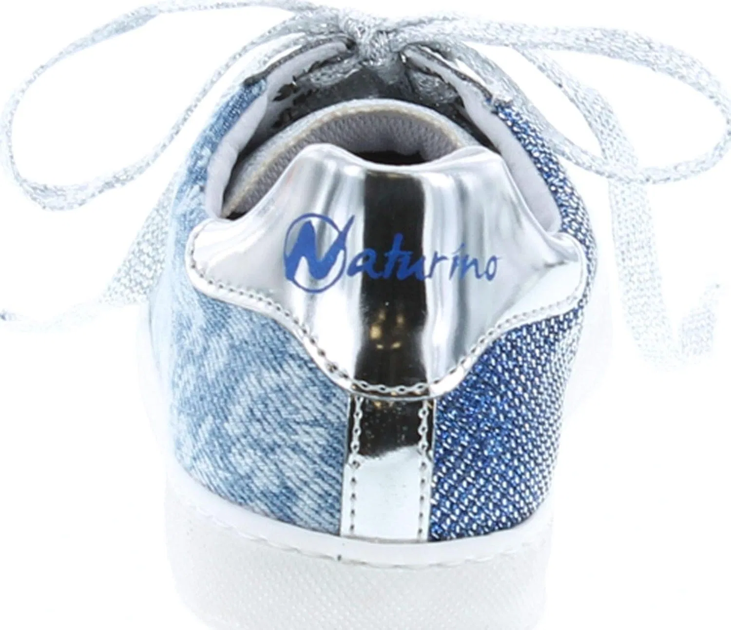 Детские кроссовки для девочек на шнуровке 4426 Fashion Naturino, Argento/Jeans — фото 3
