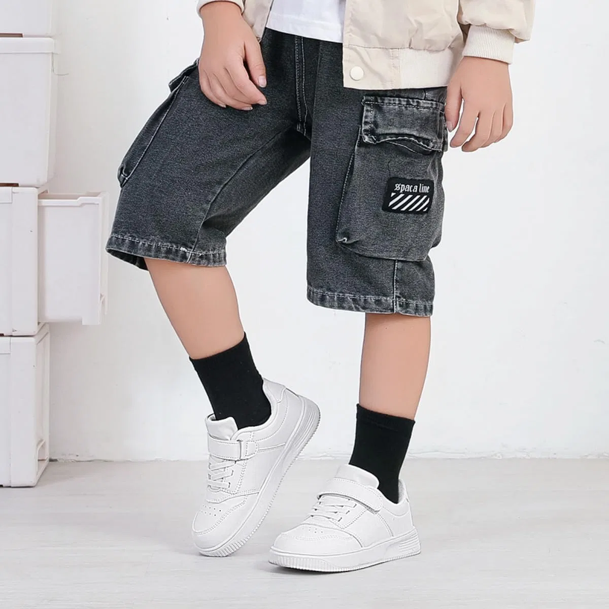 Детские кроссовки из кожи с принтом DSWED, Leather Wear-White — фото 2