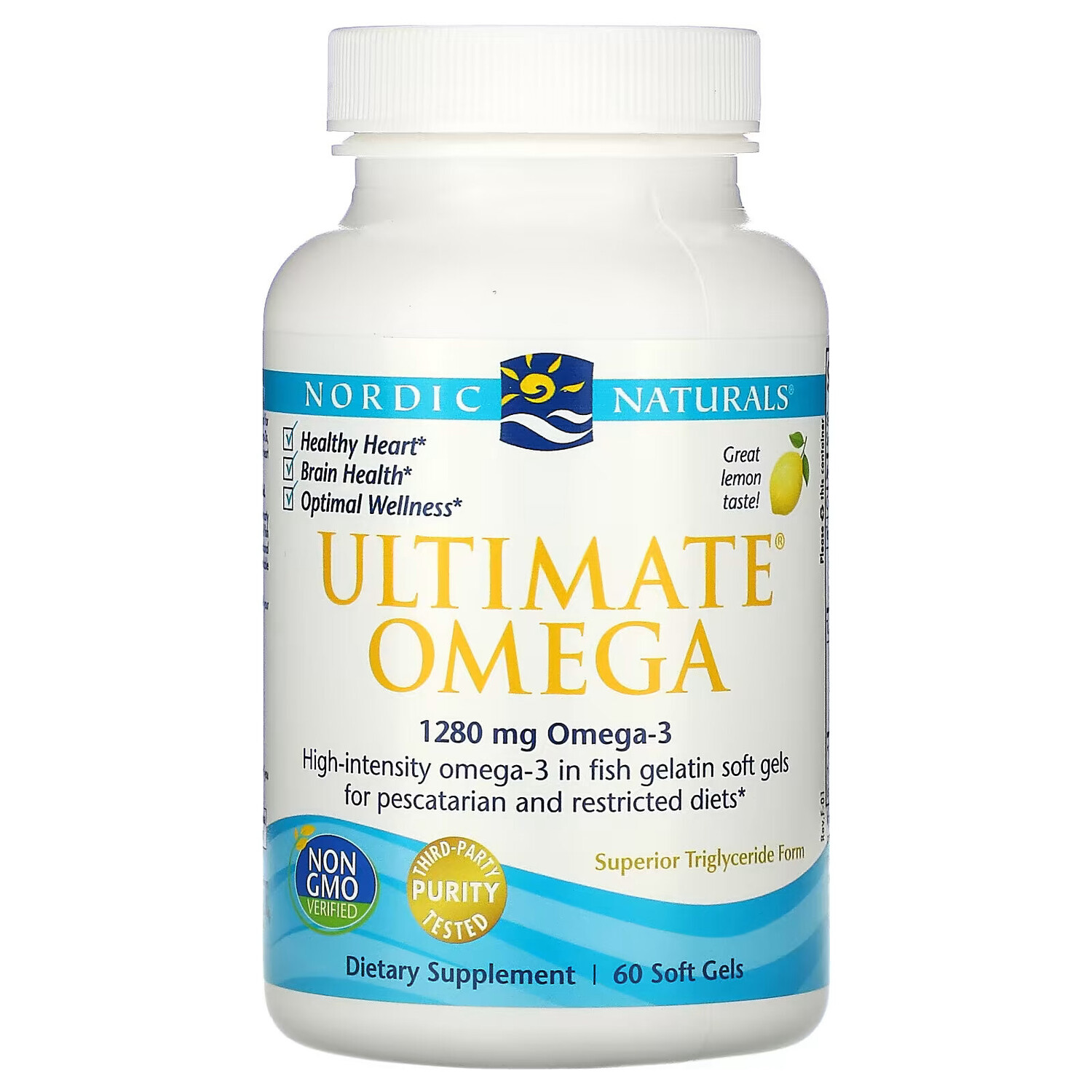 

Омега-3 рыбий жир Nordic Naturals со вкусом лимона 640 мг, 60 желатиновых капсул