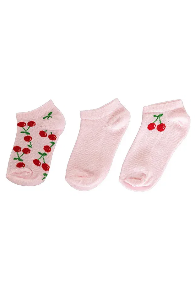 Детские носки для девочек с принтом Hellobaby girl 3-piece ankle socks Ebebek Hello Baby, Light Pink — фото 2