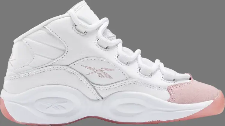 

Кроссовки question mid little kid 'pink toe' Reebok, белый