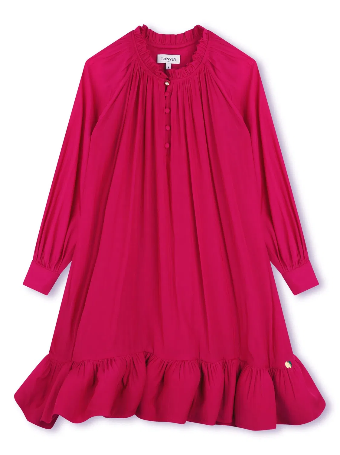 Платье из сатина с рюшами Lanvin, розовый