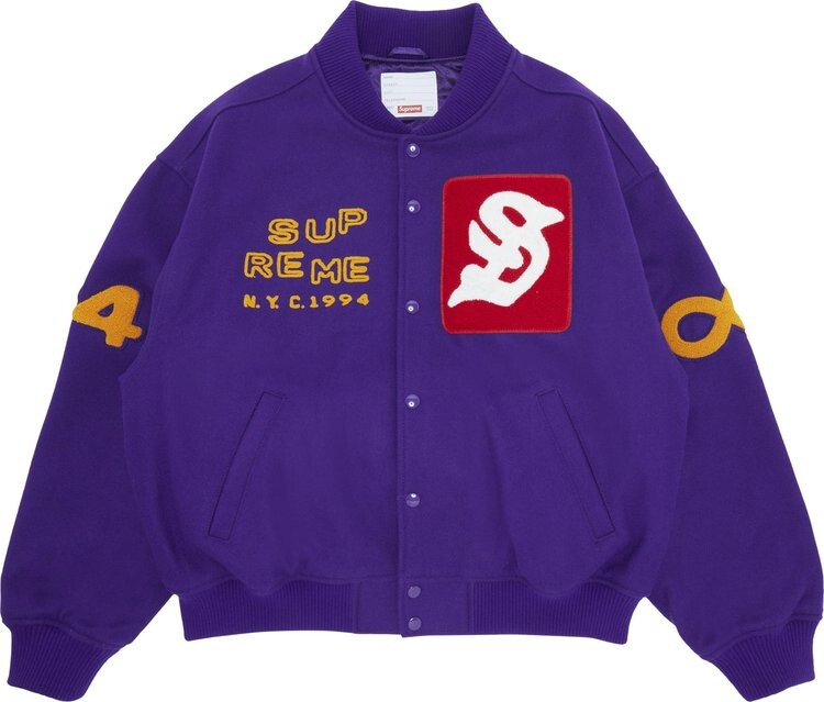 

Куртка Supreme Tourist Varsity Jacket 'Purple', фиолетовый