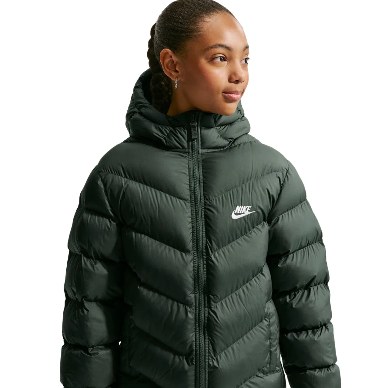 Детский пуховик для мальчиков с принтом All Day Play Mid Thigh Puffer Nike, Camo Green White